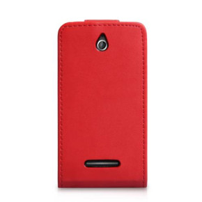 Кожен калъф FLIP за Sony Xperia E C1504 / Xperia E Dual C1605 червен с голям клипс
